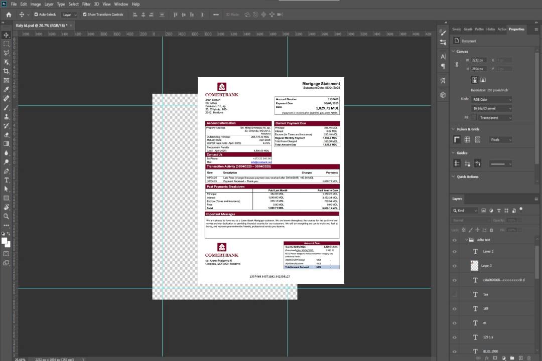 Modèle Word et PDF de relevé hypothécaire de la Comerțbank de Moldavie template